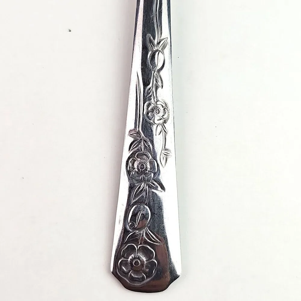 1950s Stainless Flatware Service For 6 By Majestic With Box Floral Pattern